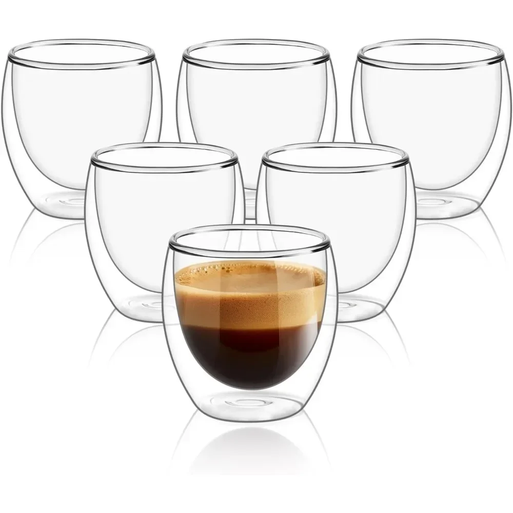 Espresso Shot Glass - 6 sztuk przezroczystych szklanych kubków do