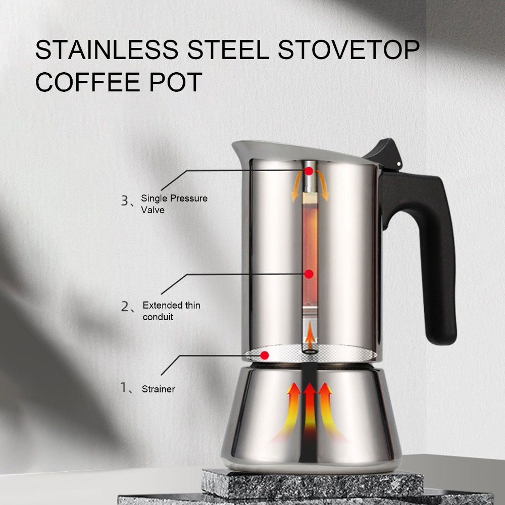 Quality Coffee Equipment - Kawiarka Moka ze Stali Nierdzewnej Duża